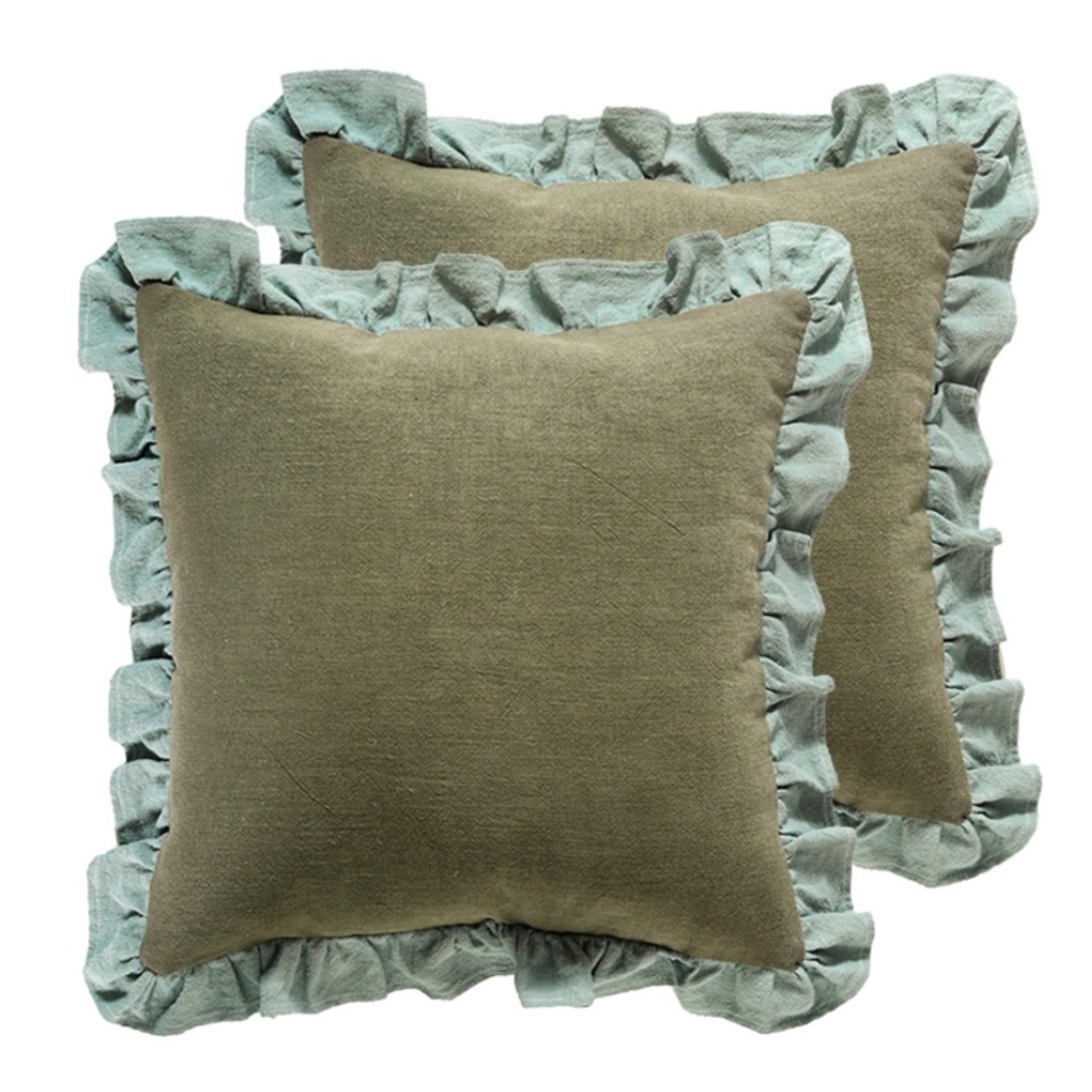Shabby Chic Ruffled Edge Throw Pillow Covers 2 Pack